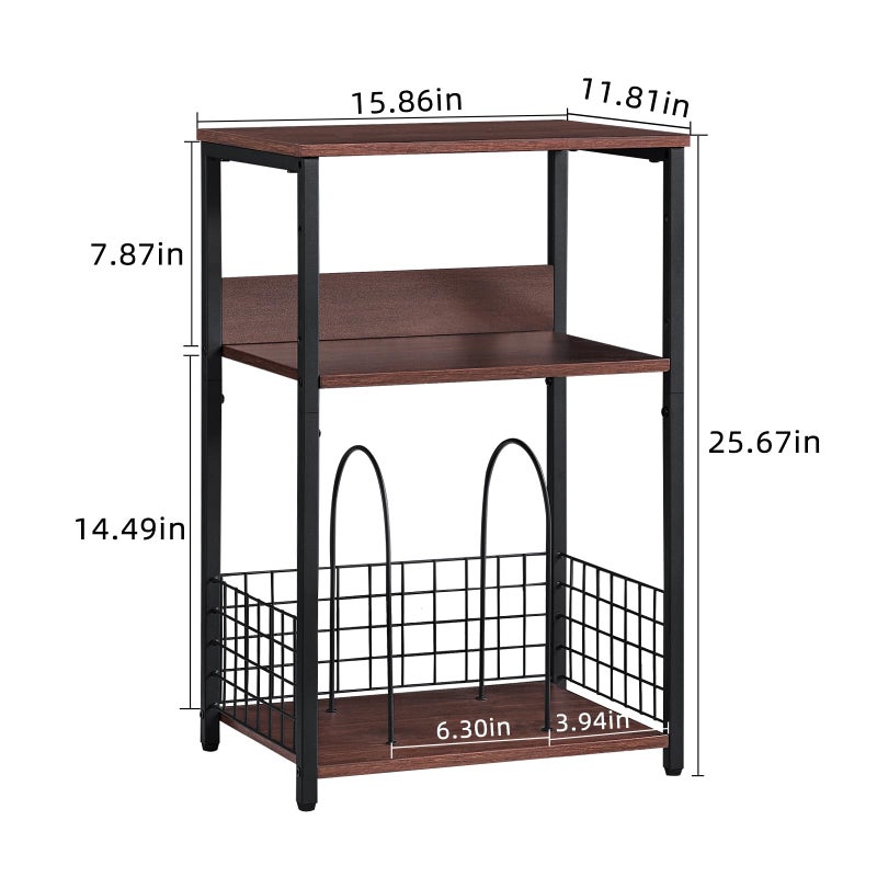 LELELINKY 3 Tier End Table,Record Player Stand with Storage Up to 100 Albums, Turntable Stand for Vinyl, Walnut Couch Nightstand Side Tables for Living Room Bedroom - Image 2