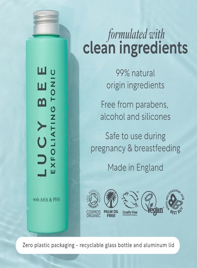 Lucy Bee AHA PHA Exfoliating Tonic for Sensitive Skin, Glycolic Acid & Fruit Acids, Gentle Daily Exfoliant, Dermatologist Approved, Certified Organic, Vegan & Cruelty Free, 3.38 fl oz - Image 2