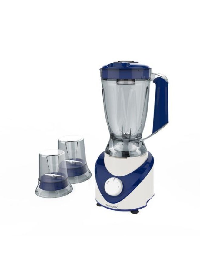 خلاط كهربائي تورنيدو 500 وات 1.5 لتر 2 مطحنة أزرق BL500/2-DBLUE