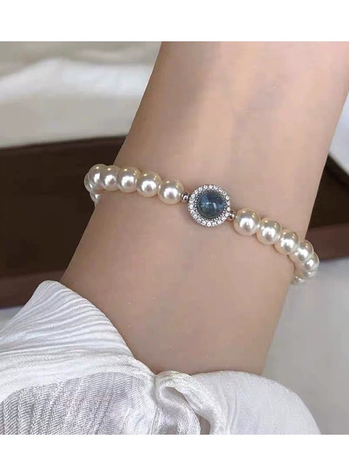 Goolsky Pearl & Crystal Beaded Bracelet – Elegant Handmade Bracelet for Women | Dainty Romantic Jewelry Gift - Image 1