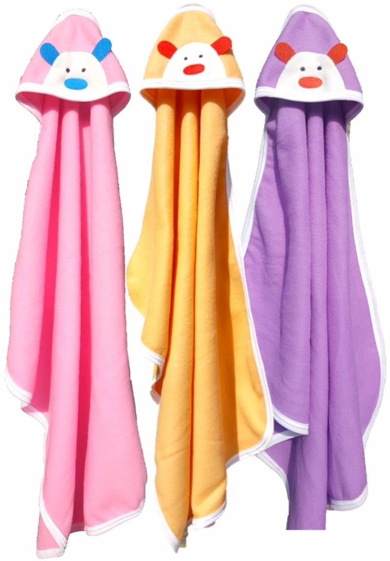 BRANDONN Newborn Original 3PCS.. Big Size (36 X 27) Cute Baby Blankets for Babies (Purple, Peach, Pink; Pack of 3) - Image 1