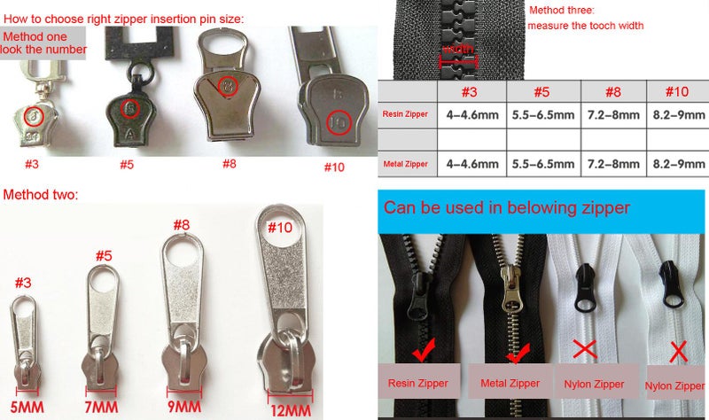 5Afashion 2 sets bronze #5 metal zipper head box zipper resucue slider zipper pull replacements zipper sliders retainer insertion pin easy for zipper repair kit - Image 2