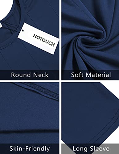 HOTOUCH Women's Casual Plain 3/4 Sleeve Simple Tshirt Loose Dress (Navy Blue S) - Image 5