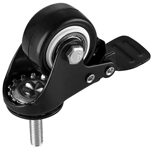 YEEMIGO 1.5 Inch Swivel Caster Wheels Set of 4, YEEMIGO Locking Casters Heavy Duty Total Capacity 330lbs, Metric M8×25mm Threaded Stem PU Casters with Brake, Castors for Hardwood Floor Carpet - Image 4