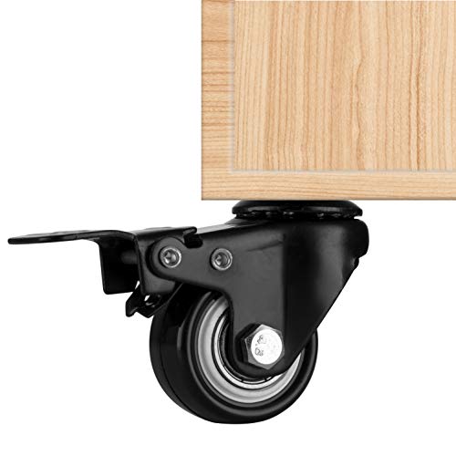 YEEMIGO 1.5 Inch Swivel Caster Wheels Set of 4, YEEMIGO Locking Casters Heavy Duty Total Capacity 330lbs, Metric M8×25mm Threaded Stem PU Casters with Brake, Castors for Hardwood Floor Carpet - Image 5