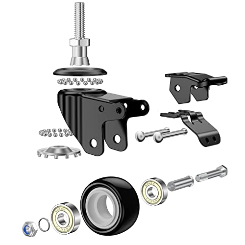 YEEMIGO 1.5 Inch Swivel Caster Wheels Set of 4, YEEMIGO Locking Casters Heavy Duty Total Capacity 330lbs, Metric M8×25mm Threaded Stem PU Casters with Brake, Castors for Hardwood Floor Carpet - Image 3