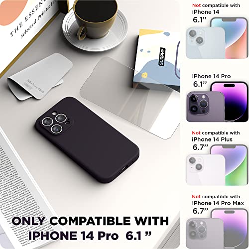 SURPHY Designed for iPhone 14 Pro Case with Screen Protector Camera Protection Soft Microfiber Lining Liquid Silicone Phone Case Plum - Image 3