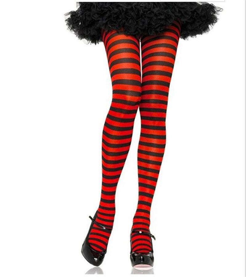 Halloween Day Cosplay Color Stitching Striped Thigh Socks Christmas Siaman Pantyhose Stockings Wholesale Red and black striped pantyhose 