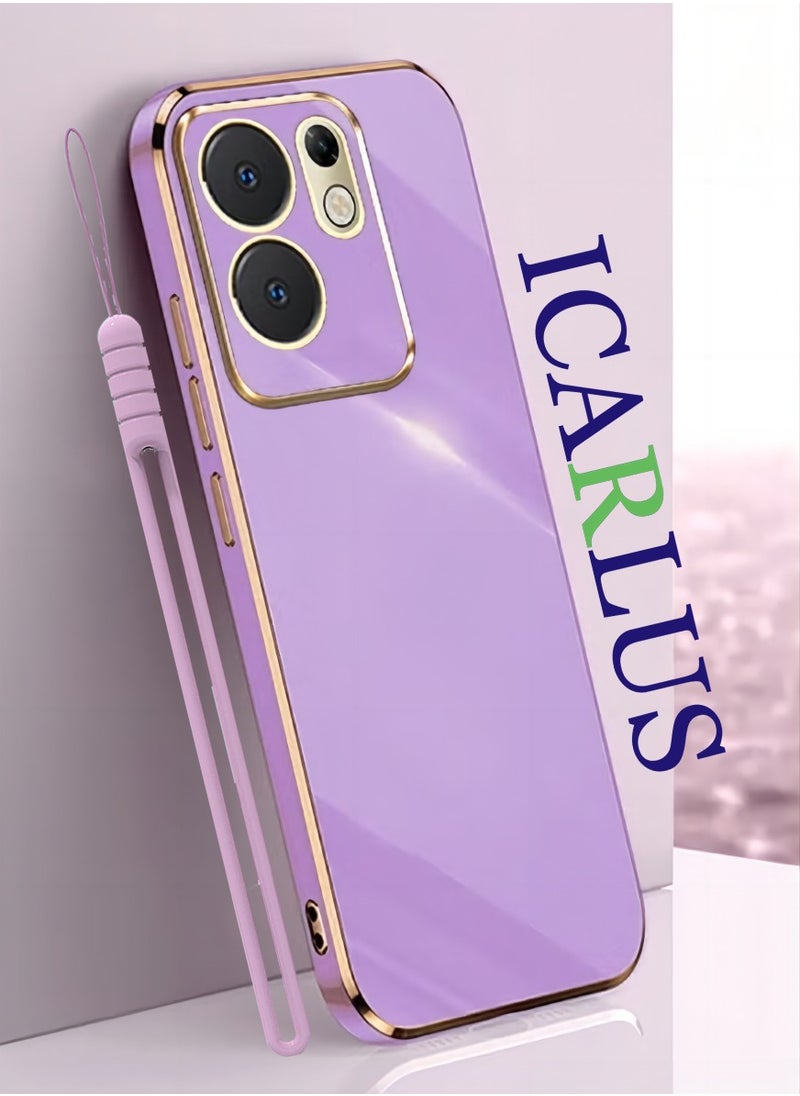 ICARLUS For Infinix Zero 30 4G Case Glossy Electroplating TPU Protective Cover Gold-Purple 