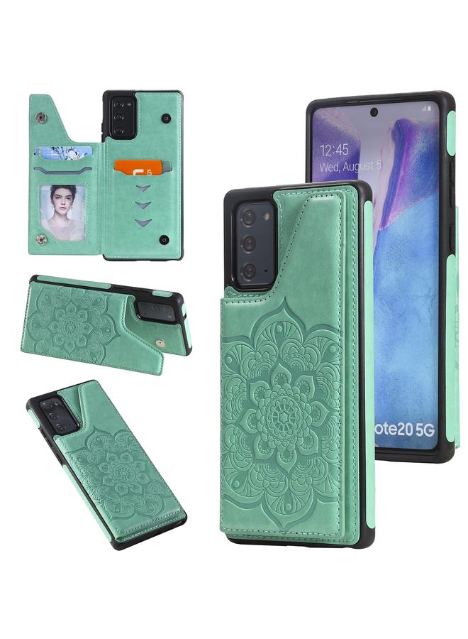 اس-توب جراب لهاتف Samsung Galaxy Note20، جراب واقٍ مقاوم للصدمات بنقشة زهور مع حامل وفتحات للبطاقات وإطار للصور - Image 1