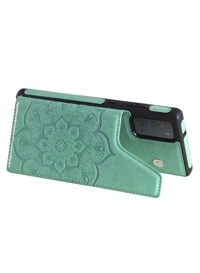 اس-توب جراب لهاتف Samsung Galaxy Note20، جراب واقٍ مقاوم للصدمات بنقشة زهور مع حامل وفتحات للبطاقات وإطار للصور - Image 5