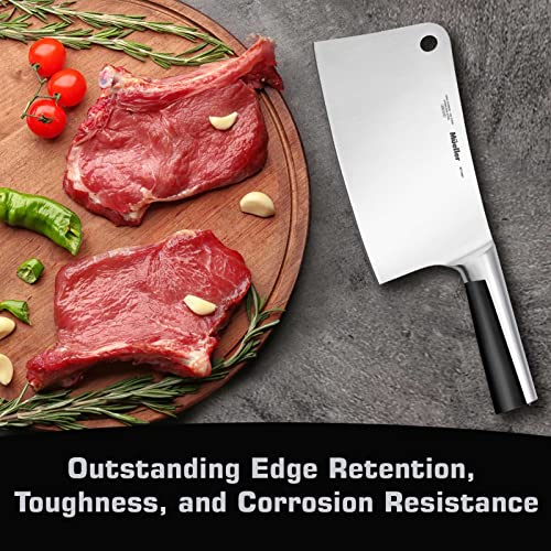 Mueller Outstanding Butcher Knife, Ancient Forged Serbian Meat Cleaver Knife 6.7” Full Tang, High-Carbon Steel Chef Knife, Pakkawood Handle, Kitchen Knives, Set with Leather Sheath - Image 4