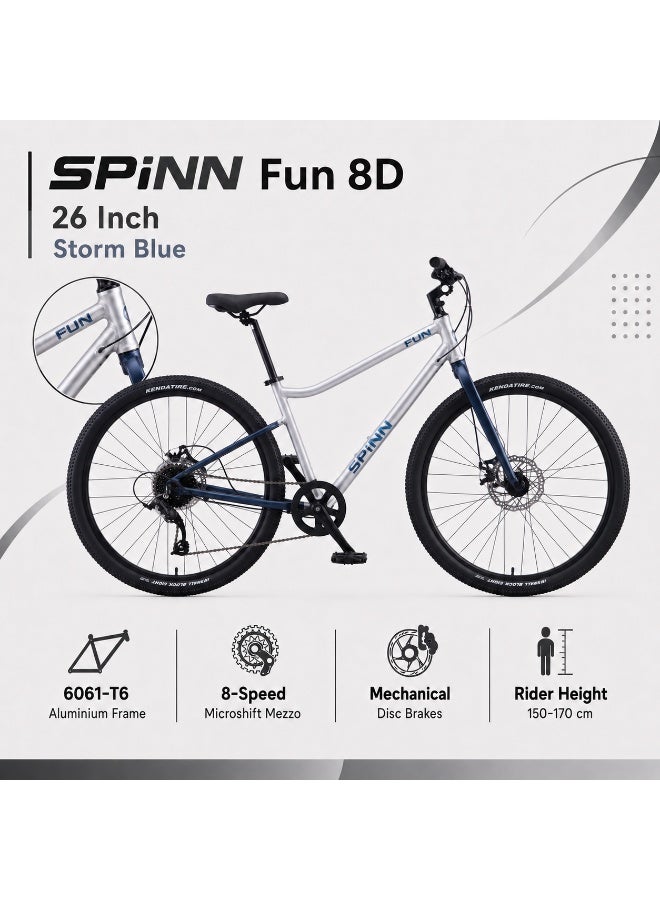 SPINN Fun 8D 26-Inch  Kids & Teens | 26-Inch Wheel Size | Adjustable Seat | 8-Speed Disc Brake | Storm Blue - Image 2