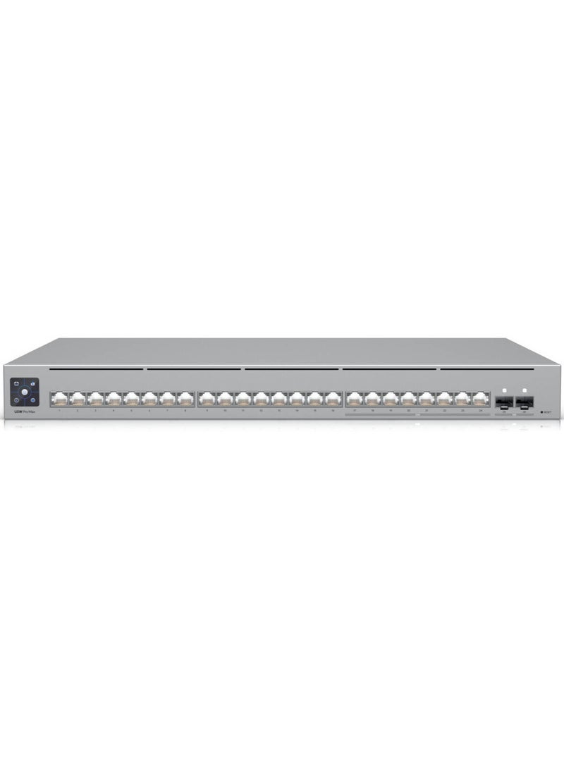 Ubiquiti Networks Ubiquiti Networks Pro Max 24-Port 2.5G / 1G Mgd Network Switch, 112 Gb/s Switching, Layer 3 Features, 1.3" Touchscreen, DC Power Backup Ready, 16 x Gigabit ETH Ports (60W) | USW-PRO-MAX-24-POE-EU  - Image 2