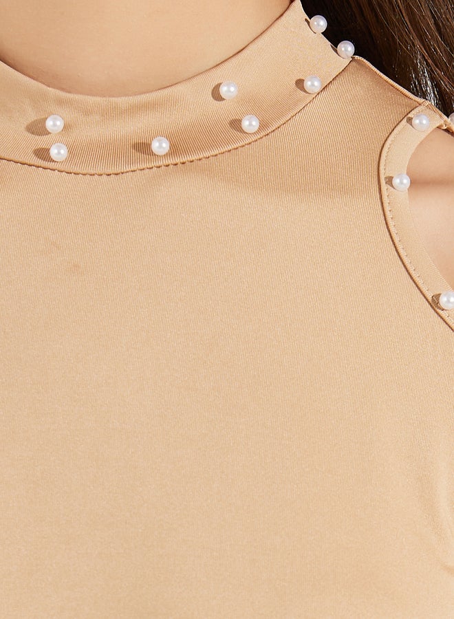 Styli Styli Embellished Cold Shoulder Sleeves T-Shirt  - Image 3