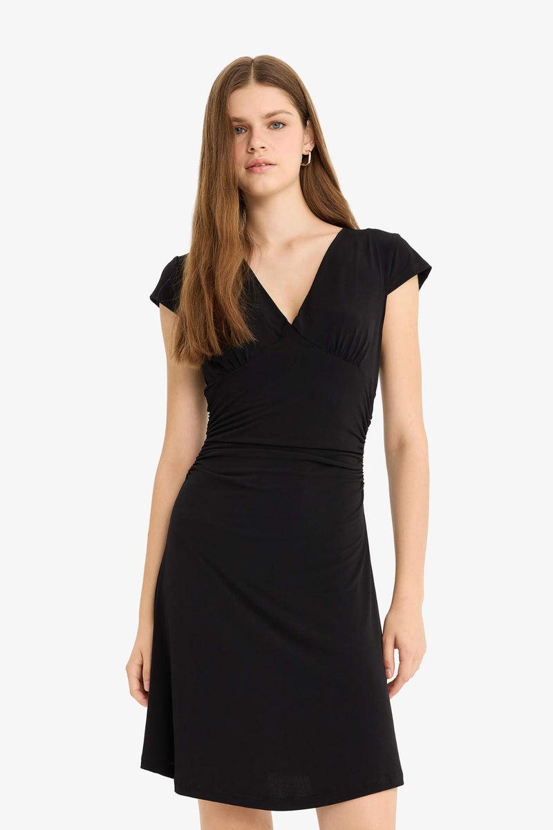 DeFacto V-Neck Short Sleeve Mini Dress - Image 3