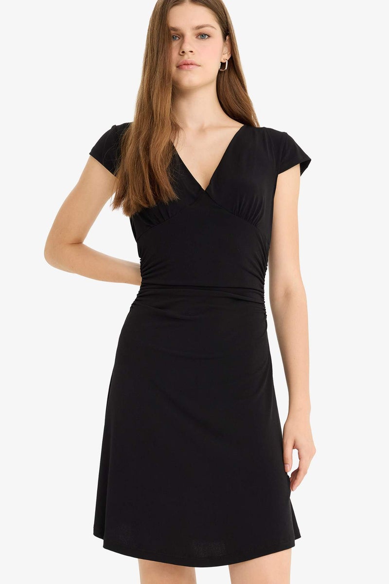 DeFacto V-Neck Short Sleeve Mini Dress - Image 4