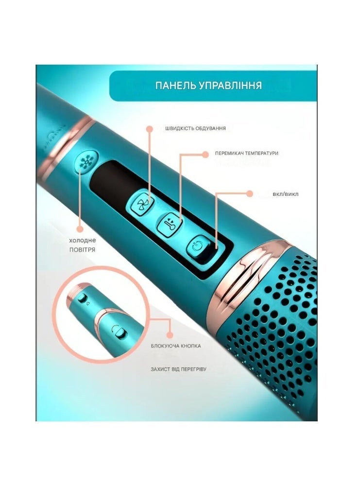 VGR 7 in 1 Professional Hot Air Styler 1400W V-477 , Multi-Function Hair Dryer Brush with 7 Attachments for Complete Styling All-in-One Hair Styling Tool with Ceramic Coating, Adjustable Heat & Cool Shot for Salon Results at Home – Blue blue - Image 4