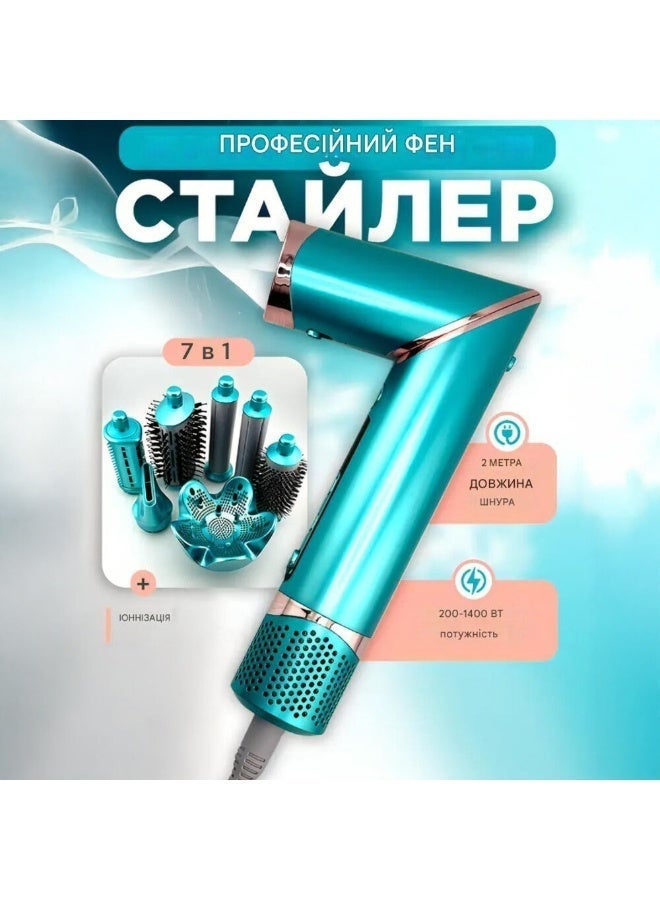 VGR 7 in 1 Professional Hot Air Styler 1400W V-477 , Multi-Function Hair Dryer Brush with 7 Attachments for Complete Styling All-in-One Hair Styling Tool with Ceramic Coating, Adjustable Heat & Cool Shot for Salon Results at Home – Blue blue - Image 5