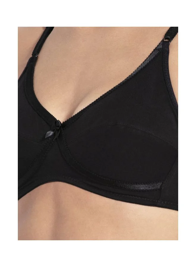 Jockey Black 1242 Women Wire free Non Padded Super Combed Cotton Elastane Stretch Medium Coverage Cross Over Everyday Bra with Adjustable Straps for Women | Best Price UAE