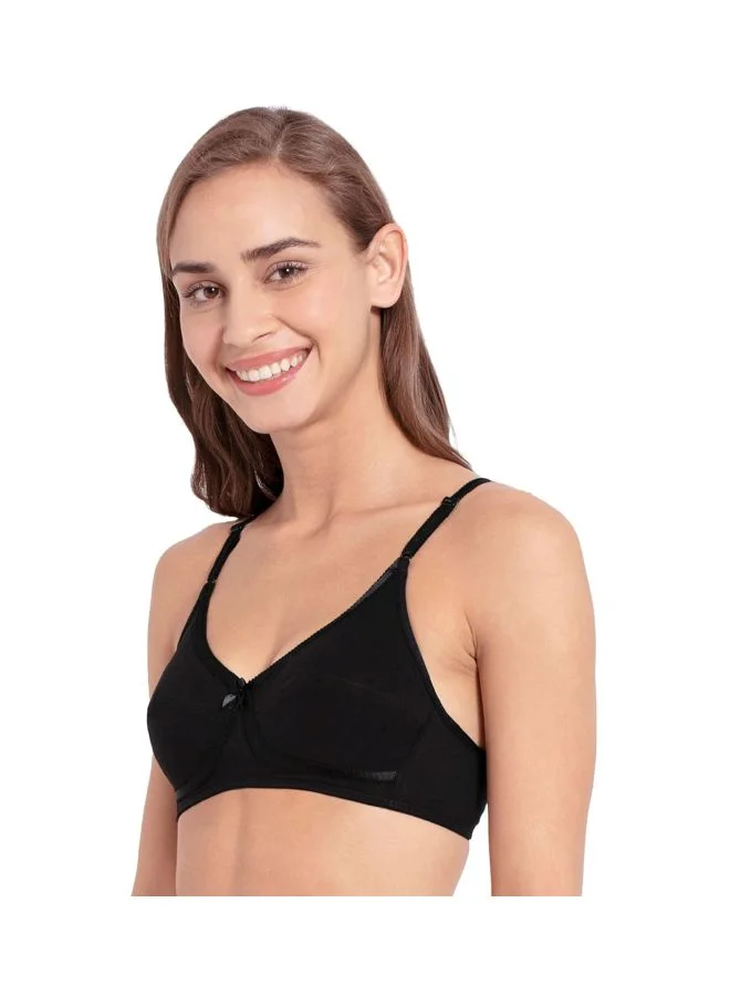 Jockey Black 1242 Women Wire free Non Padded Super Combed Cotton Elastane Stretch Medium Coverage Cross Over Everyday Bra with Adjustable Straps for Women | Best Price UAE