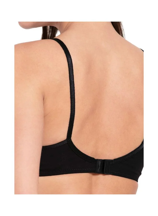 Jockey Black 1242 Women Wire free Non Padded Super Combed Cotton Elastane Stretch Medium Coverage Cross Over Everyday Bra with Adjustable Straps for Women | Best Price UAE
