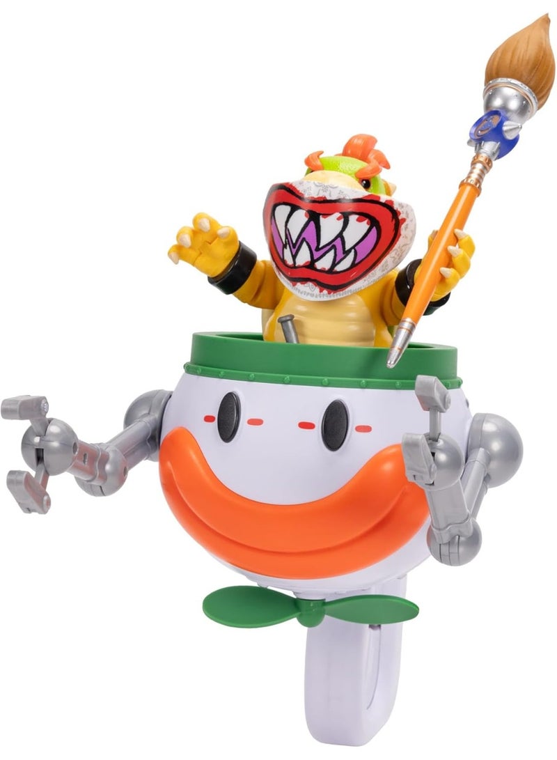 Nintendo The Super Mario Galaxy Movie - Bowser Jr. 5" with Clown Car, Brush and Revealable Stickers with Water - Image 1