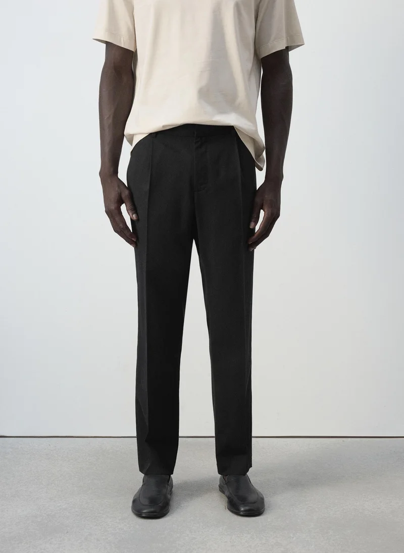 Mango Man Regular Fit Trousers In A Lyocell-Cotton Blend