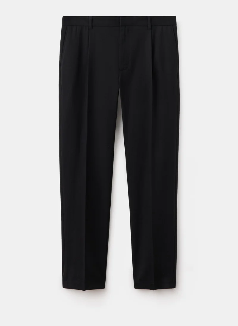 Mango Man 99-NEGRO Regular Fit Trousers In A Lyocell-Cotton Blend for Men | Best Price UAE
