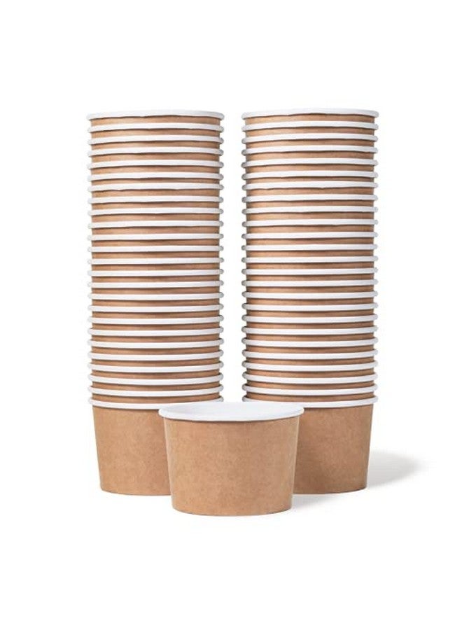 MATICAN MATICAN Paper Ice Cream Cups - 50-Count 9-Oz Disposable Dessert Bowls for Hot or Cold Food, 9-Ounce Party Supplies Treat Cups for Sundae, Frozen Yogurt, Soup, Brown - Image 1