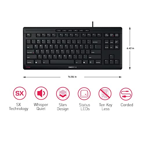 CHERRY Stream Keyboard TKL Wired USB TenKeyLess Compact Version without Number Pad. Silent Keystroke. Ideal for Office and Industrial Use. - Image 4