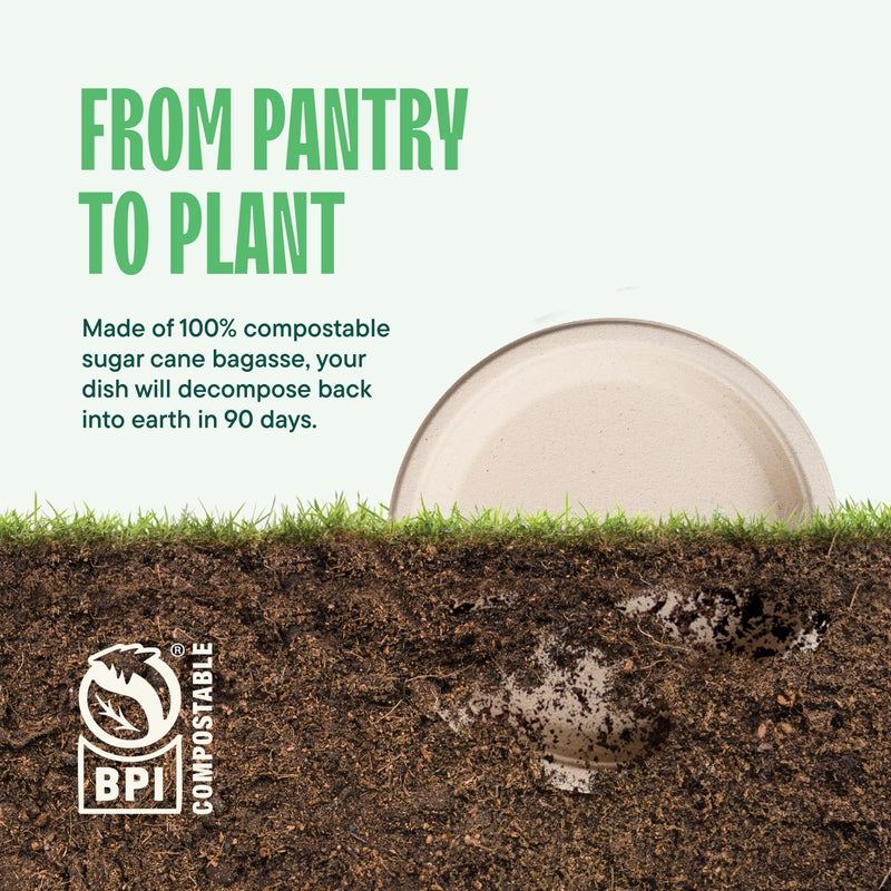 Stack Man Paper Plates  100% Compostable Heavy Duty Disposable 10 Inch Plate - [125-Pack] - {PFAS-Free} - {BPI Certified} Eco-Friendly  Biodegradable Bagasse - Image 5