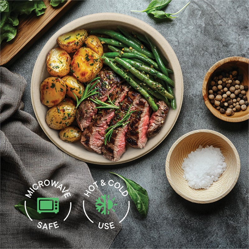 Stack Man Paper Plates  100% Compostable Heavy Duty Disposable 10 Inch Plate - [125-Pack] - {PFAS-Free} - {BPI Certified} Eco-Friendly  Biodegradable Bagasse - Image 4