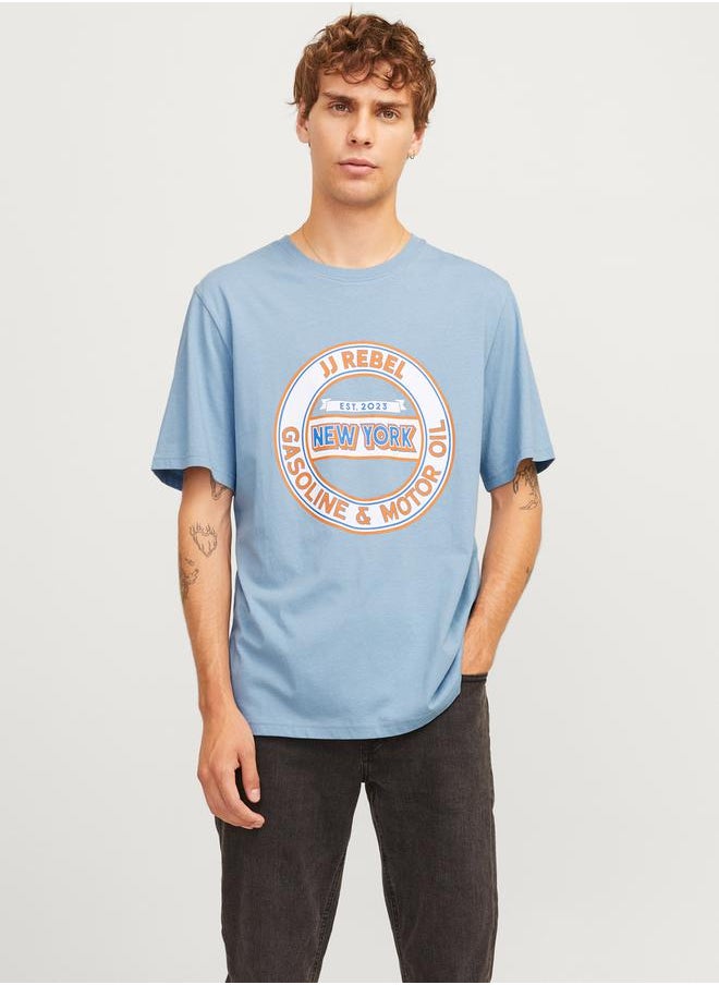 JJ Rebel by Jack & Jones Printed Crew Neck Relaxed Fit T-Shirt  - Image 2