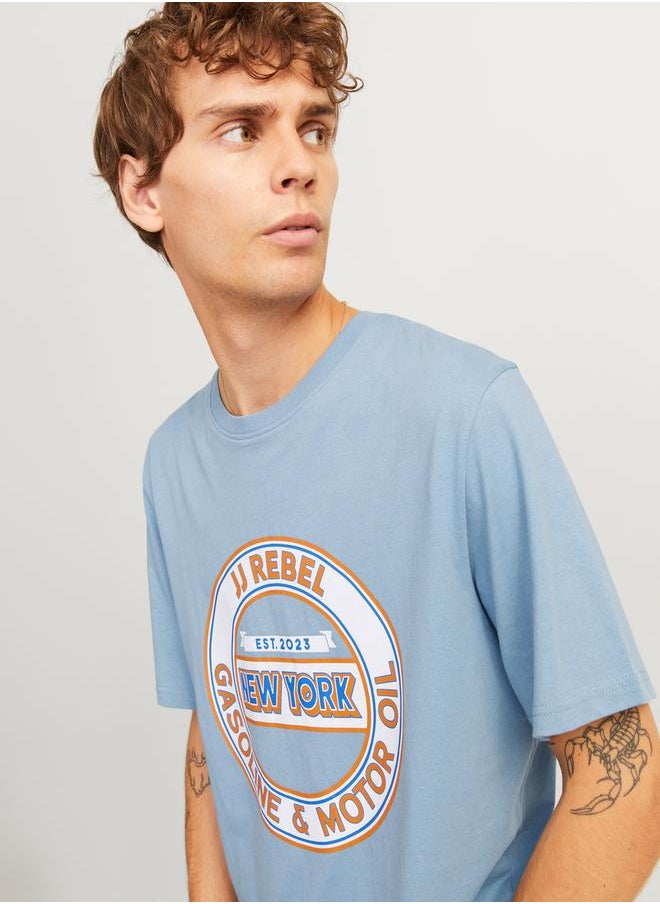 JJ Rebel by Jack & Jones Printed Crew Neck Relaxed Fit T-Shirt  - Image 1