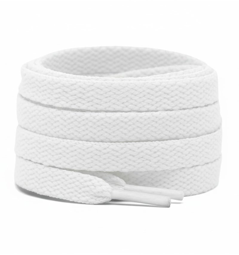 Tishta 1.5cm Wide Flat Shoelace | 120cm Length Casual Sports Shoelace | Strong and Durable Anti-Fraying Shoelace | Stylish Flat Shoelace for Men and Women | Old Shoe Change Laces (White) - Image 1