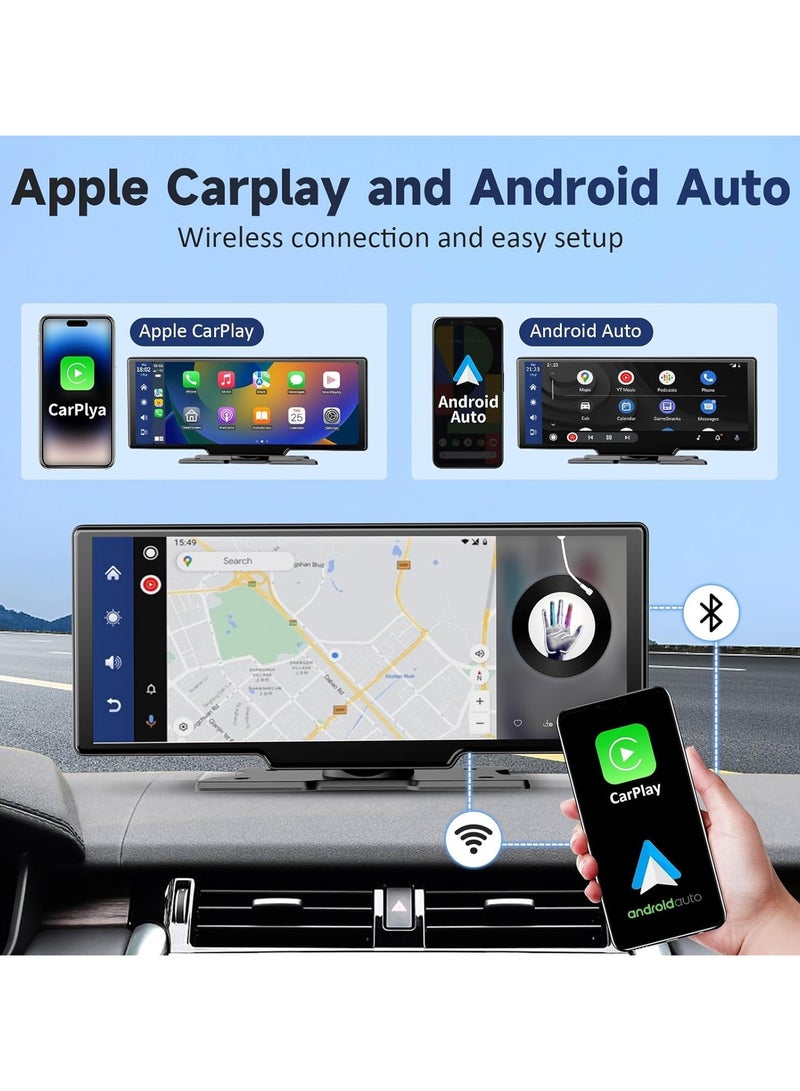 Generic Wireless CarPlayC for Car, 10.26" Portable Car Radio with Camera 4K front &1080P Rear, Carplay Screen for Car with 64G TF, Siri/Google, AUX/FM  - Image 4