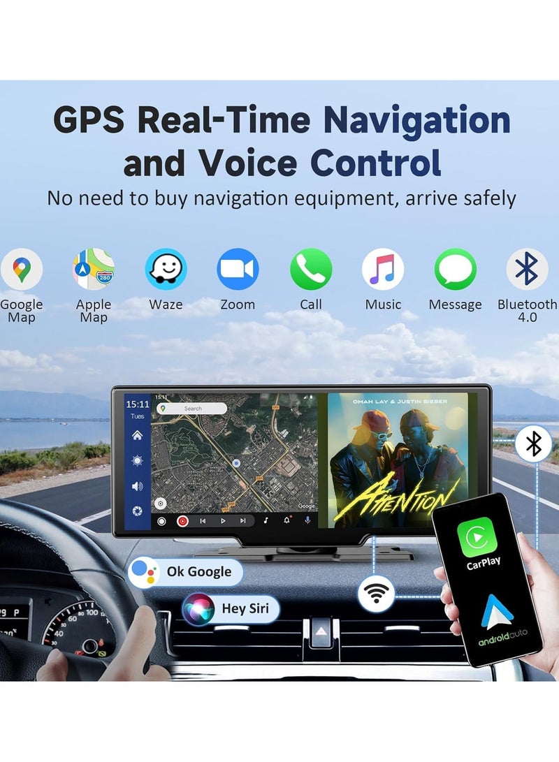 Generic Wireless CarPlayC for Car, 10.26" Portable Car Radio with Camera 4K front &1080P Rear, Carplay Screen for Car with 64G TF, Siri/Google, AUX/FM  - Image 2