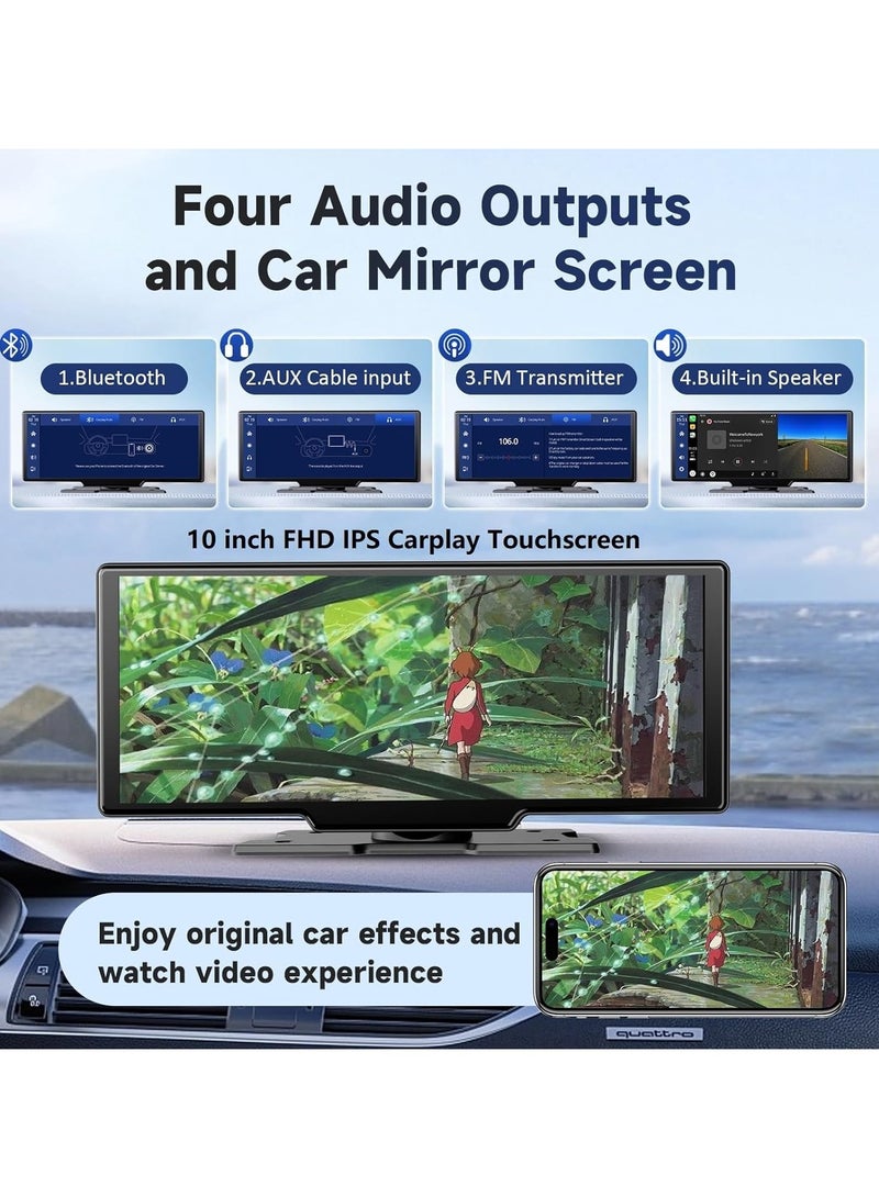 Generic Wireless CarPlayC for Car, 10.26" Portable Car Radio with Camera 4K front &1080P Rear, Carplay Screen for Car with 64G TF, Siri/Google, AUX/FM  - Image 5
