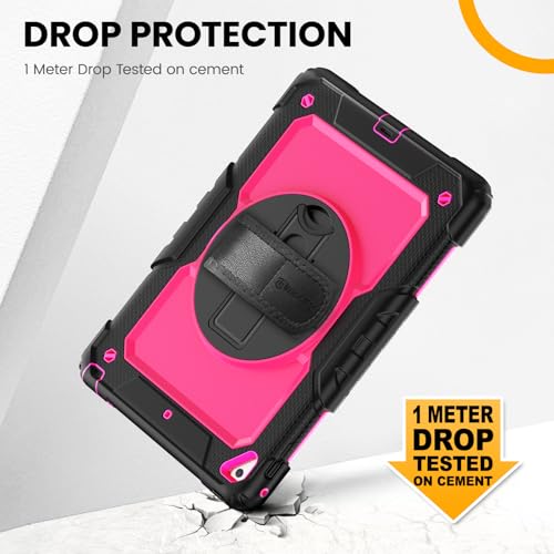 Timecity Case for iPad Air2/ for iPad 6th/5th Generation 2018 2017, for iPad Pro 9.7 Case, with Screen Protector Pencil Holder Rotating Stand/Strap Full-Body Silicone+PC Protective Case- Rose - Image 3
