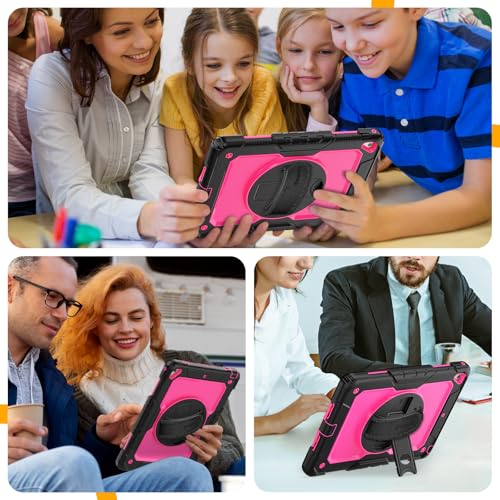 Timecity Case for iPad Air2/ for iPad 6th/5th Generation 2018 2017, for iPad Pro 9.7 Case, with Screen Protector Pencil Holder Rotating Stand/Strap Full-Body Silicone+PC Protective Case- Rose - Image 5