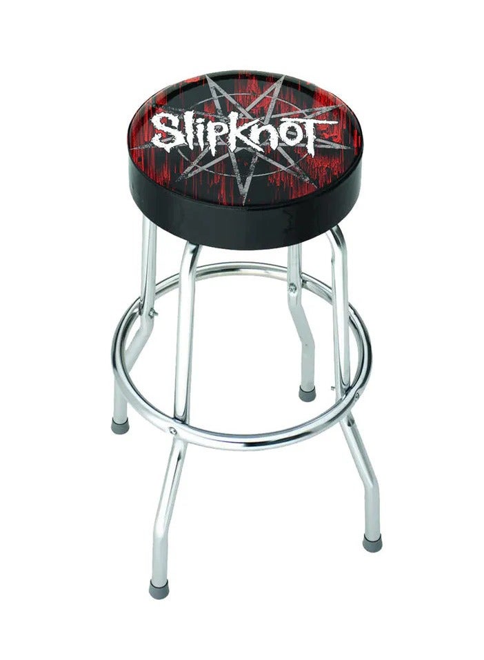 ROCKSAX Slipknot Glitch Bar Stool with Padded Swivel Seat Chrome Legs and Footrest 76cm High x 52cm Diameter Officially Licensed Merchandise  - Image 1