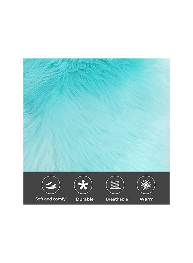 PROMASS Fur Throw Pillow Covers 18x18 Inch Luxury Long Fur Mongolian Fluffy Soft Cushion Cover Plush Square Floor Pillow Case for Couch Bedroom Sofa Chair 45x45CM (Light Blue) - Image 3
