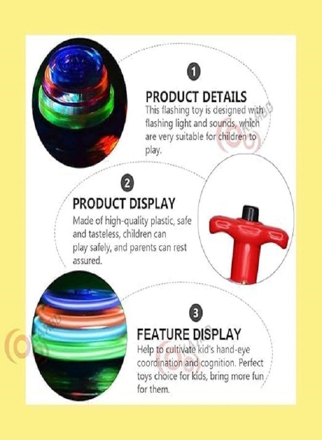 Fidget Fingertip Hand Toy Autism Special Needs Stress Relief Anxiety Sensory Game for Kids Boys Girls Men Women (Flashing Top LED Lights Musical Lattu, Plastic)  - Image 2