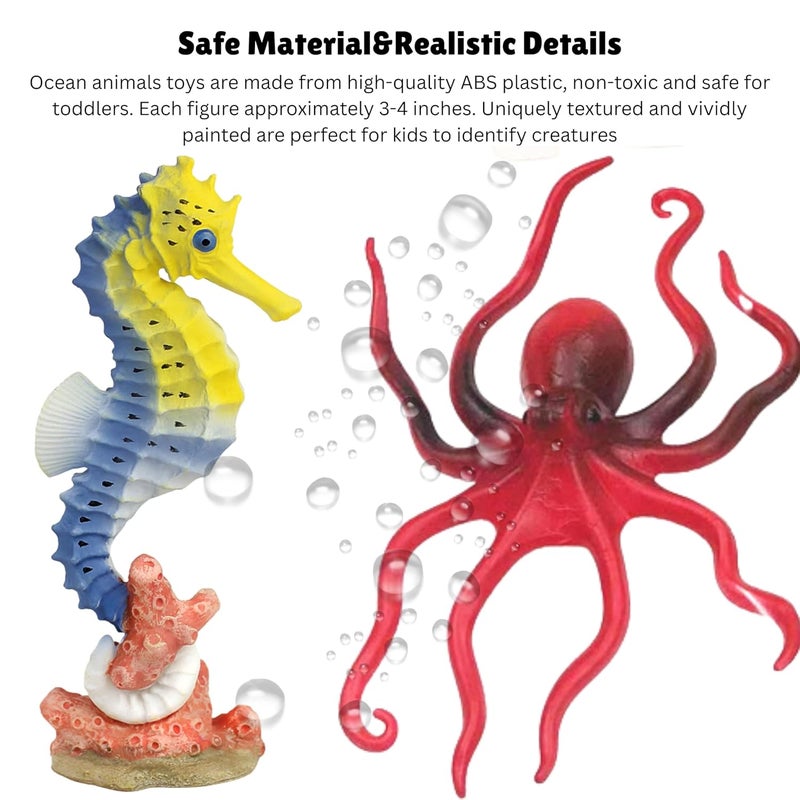 Mallexo Aquatic Sea Animals Toy Set for Kids Medium Size Water Animal 6PCs Marine Jelly Fish Action Figurines for Boys & Girls Birthday Gifts Toys Under Ocean Animal for 3 Year (Sea Toys Sets) - Image 3