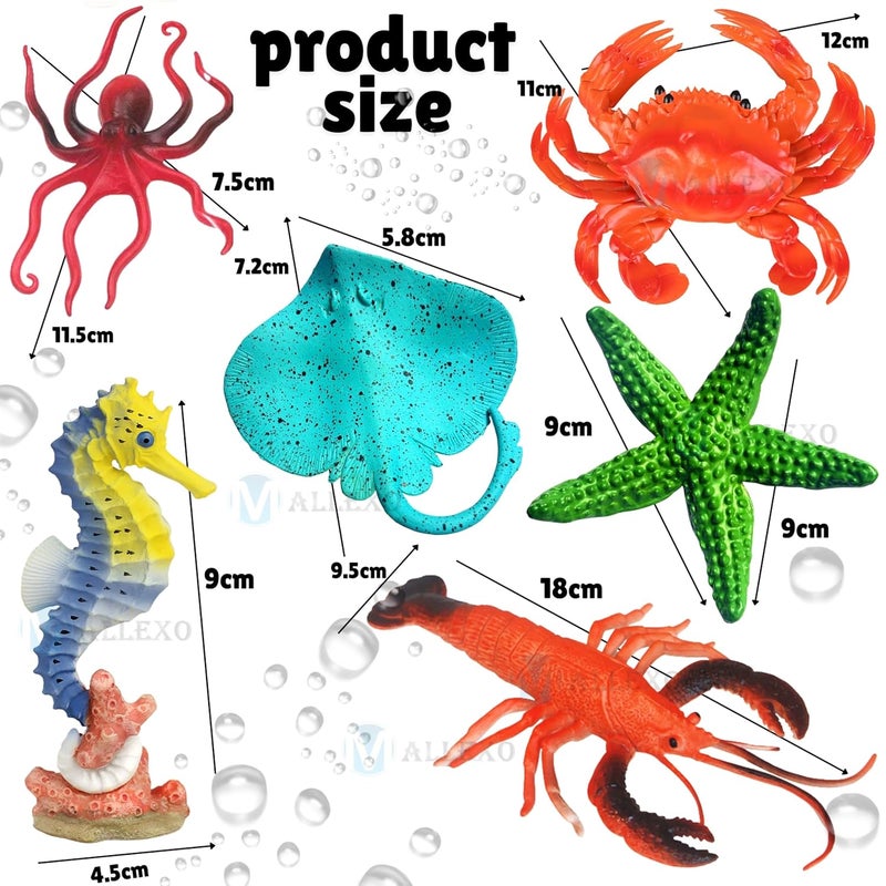 Mallexo Aquatic Sea Animals Toy Set for Kids Medium Size Water Animal 6PCs Marine Jelly Fish Action Figurines for Boys & Girls Birthday Gifts Toys Under Ocean Animal for 3 Year (Sea Toys Sets) - Image 2