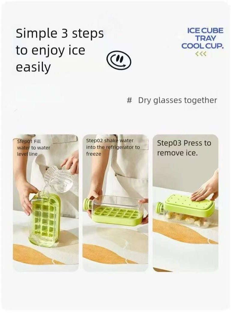 FLYHSO Portable silicone ice grid straw pot creative ice block manufacturing mold, detachable for easy cleaning, one click press 18 ice blocks outdoor straw cup fitness drink ice pot - Image 4