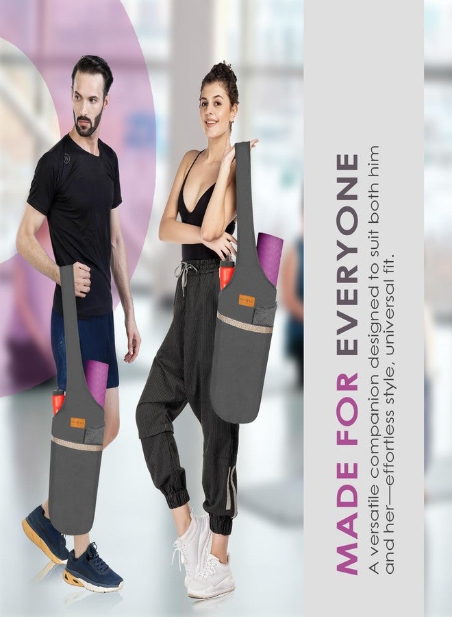 ALLEN & MATE 100% Cotton Canvas Yoga Mat Bag - Shoulder Strap Carrier Large Size Pocket Zipper Storage Yoga Bag holds more Accessories & Pilates Mats - Image 3