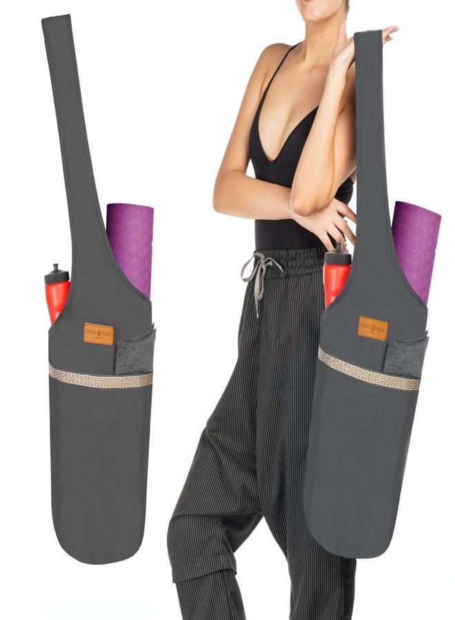 ALLEN & MATE 100% Cotton Canvas Yoga Mat Bag - Shoulder Strap Carrier Large Size Pocket Zipper Storage Yoga Bag holds more Accessories & Pilates Mats - Image 1