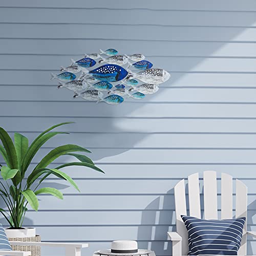 Hotop Metal Fish Wall Decor Handcrafted Fish Art Summer Metal Wall Sculpture Marine Decor for Coastal Nautical Beach or Boat Decoration Collector Vacation House Art Bedroom Bathroom Living Room(Fish) - Image 2